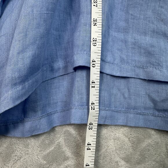 Couleur Lin Linen Midi Dress 10/12 Large IT46 Blue Asymmetrical Lagenlook Artsy - Picture 7 of 9